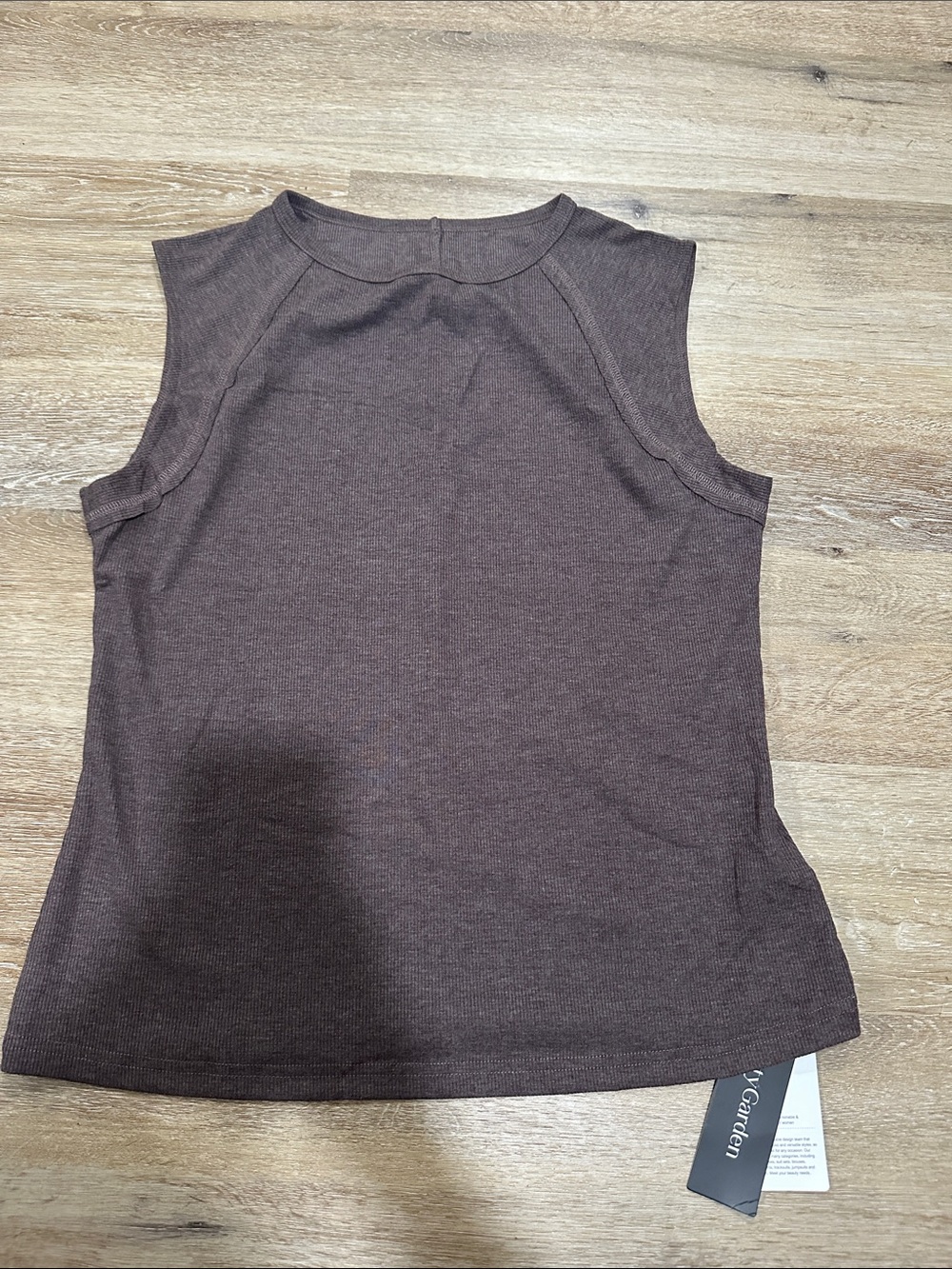 Brown Sleeveless Knit Top - pretty garden xl
